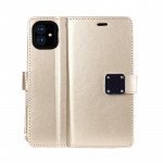 Wholesale Multi Pockets Folio Flip Leather Wallet Case with Strap for iPhone 12 / 12 Pro 6.1 (Gold)